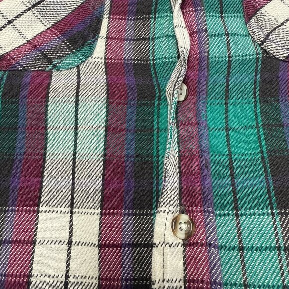 Vintage Field & Stream Plaid Flannel Purple & Green Button Shirt Size XL - Picture 5 of 16